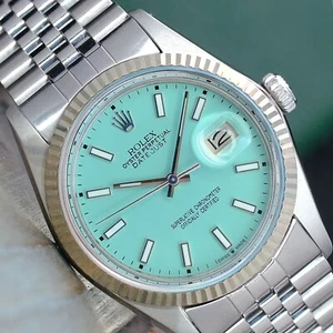 Rolex Datejust 18KW Gold & Stainless Steel Aqua Dial 36mm Mens Watch 16014 - Picture 1 of 22