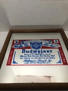 1970s Budweiser Glass Mirror Sign 12x12 Barware Brewerania - Picture 1 of 7