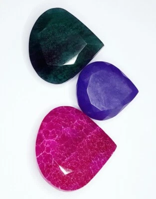 Natural Ruby, Emerald & Blue Sapphire 438.47 Ct Loose Gemstone 3 Pcs Opaque Gem - Image 1 of 4