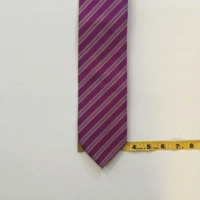 Corbata Paul Stuart púrpura azul rayas 100% seda hecha en Italia pa0522 Foto 1 de 4