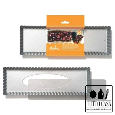 STAMPO FORMA CROSTATA TORTIERA RETTANGOLARE FONDO MOBILE DECORA 35x11