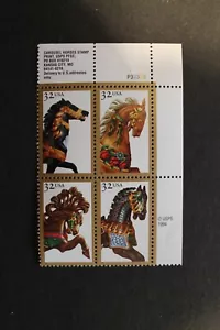 US Stamps 2976-79 - Carousel Horses Plate Block (UR) MNH - Picture 1 of 1