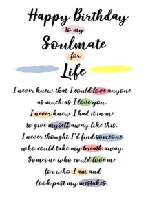 NEW Happy Birthday To My Soulmate A5 Size Open Card Birthday Romantic Love - Picture 1 of 4