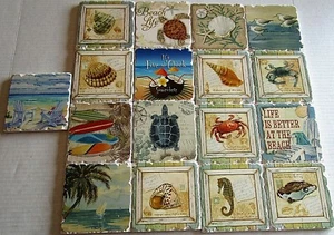 STONE COASTER SINGLES  Assorted Titles  4" x 4"  [Your Choice] - Picture 1 of 18
