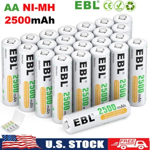 Lot EBL 1.2V AA NIMH Rechargeable Batteries 2500mAh Pre-Charged Double A Battery - Picture 1 of 17