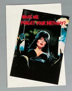 Elvira Birthday Card (1983) Mistress of the Dark NOS Vintage Art Over My Body - Picture 1 of 8