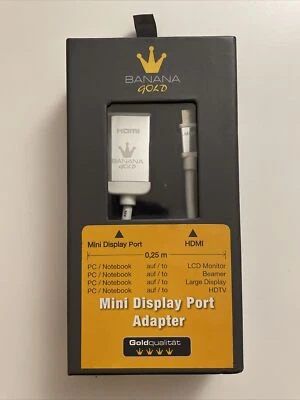 DisplayPort Mini   HDMI Adapter silber Weiss Banana Gold Monitor Adapter - Bild 1 von 3