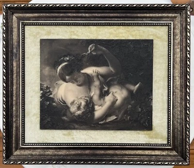 Arte De Colección Bebé Cupido Desarmado Artini Grabado Terciopelo Madera Enmarcado Diana Cupido Difícil de Encontrar Foto 1 de 4