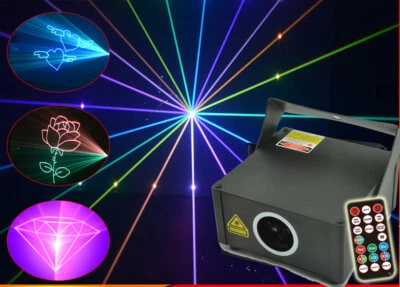 Remote SD 500mW RGB Animation Laser Projector ILDA DJ Party Club Stage Lighting - Image 1 of 4