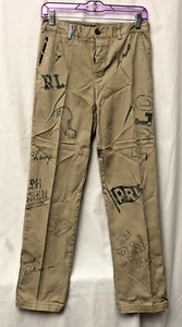 Polo Ralph Lauren Boys Khaki Retro Football Champs Graphic Chinos - Size 16 - Picture 1 of 14