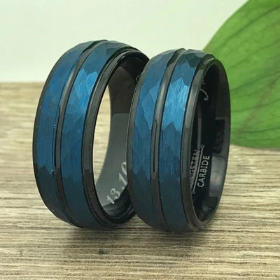 Anillo de boda de tungsteno de 8 mm para él y ella, anillo de aniversario de dos tonos, juego de anillos para parejas Foto 1 de 4