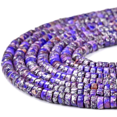 Purple Silver Inclusion Sea Sediment Imperial Jasper Heshi Rondelle 4X2MM(D501) - Image 1 of 3