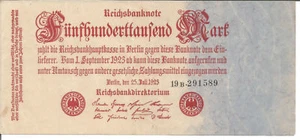 GERMANY 500.000 MARK 25/07/1923 UNIFACE - Picture 1 of 2
