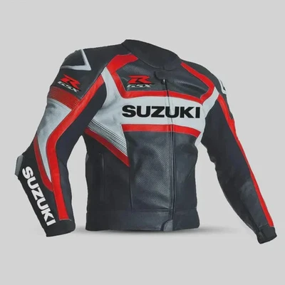 Chaqueta de cuero de vaca para moto Suzuki GSXR Chaqueta de motociclista para motocicleta Suzuki Foto 1 de 3