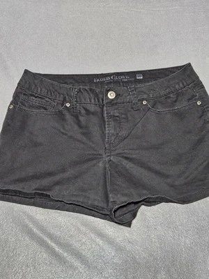 Pantalones cortos Faded Glory para mujer 10 negros elásticos tiro medio lavado oscuro Foto 1 de 4