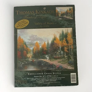 Thomas Kinkade Stamped Cross Stitch Kit “Valley of Peace" 51032 16”x12” - Picture 1 of 7