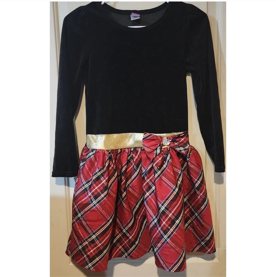 Dollie и меня девочек черный и красный Tartan клетку рождественское платье размер 12 - Изображение 1 из 1