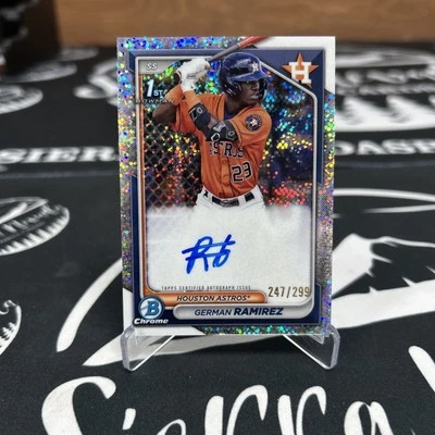 German Ramirez 2024 Bowman Chrome Speckle Refractor RC Rookie Auto #/299 - Image 1 of 2