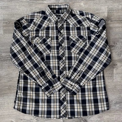 District 91 Men’s Long Sleeve Button Down Shirt Size X Large Check Pattern brown - Image 1 of 4