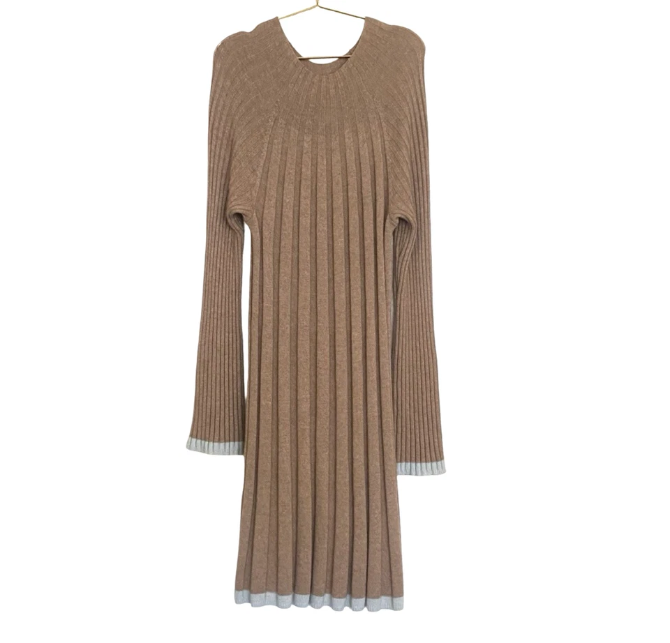Vestido suéter para mujer Anthropologie mezcla de lana XL beige con azul pálido elástico Foto 1 de 4