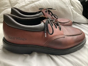Red Wings shoes moc toe Leather Oxford shoes Brown Made in U.S.A. Size 10 - Picture 1 of 9