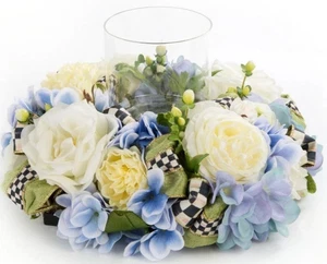 MacKenzie-Childs Nantucket Candle Centerpiece w/2 MC Hand-painted Pillar Candles - Picture 1 of 12