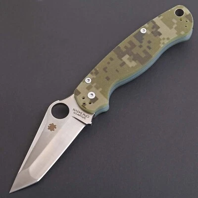 camo g10 tanto 440c stainless steel Camouflage lock back pocket folding knife - Image 1 of 4