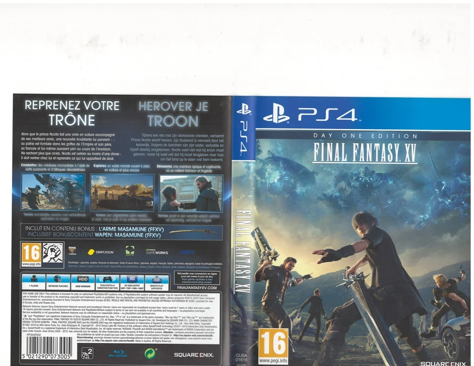Final Fantasy XV Day One Edition Sony PlayStation 4  2016 PAL Version US Seller - Image 1 of 1