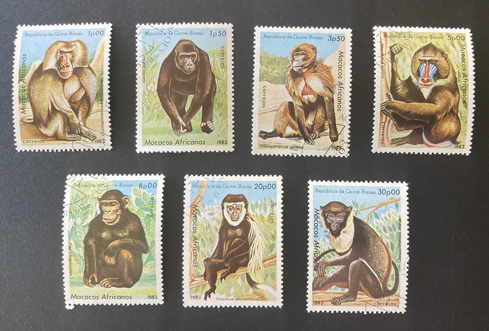 Guinea-Bissau: Complete set of 7. "Monkeys" SC 457-463.  1983, Lot #01-032703 - image 1 of 1