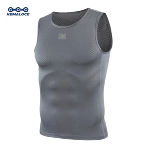 KEMALOCE Cycling Base Layer Men Sleevess Black&Blue Breatable Running Singlet - Picture 1 of 33