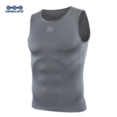 KEMALOCE Cycling Base Layer Men Sleevess Black&Blue Breatable Running Singlet - Image 1 of 4