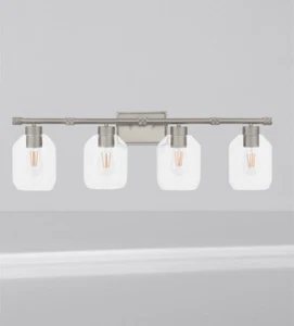 Hampton Bay Laurel Brook 33 in 4-Light Brushed Nickel Industrial Vanity Light 19 - Picture 1 of 6