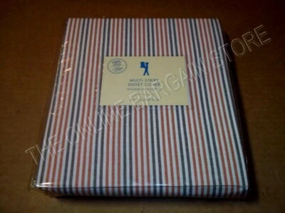 Funda nórdica Pottery Barn Kids cama a rayas múltiples dormitorio completa Queen FQ NARANJA MARRÓN Foto 1 de 4