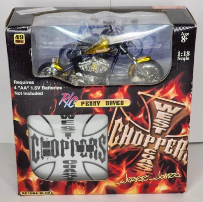 2004 1:18 Scale West Coast Choppers Jesse James R/C CFL-Gold & Purple Tank Penny - Image 1 of 4