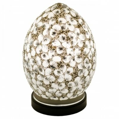 Egg Lamp Mini Mosaic Glass  Table Lamp Desk Bedside Lounge White Flower  LM71W - Image 1 of 4