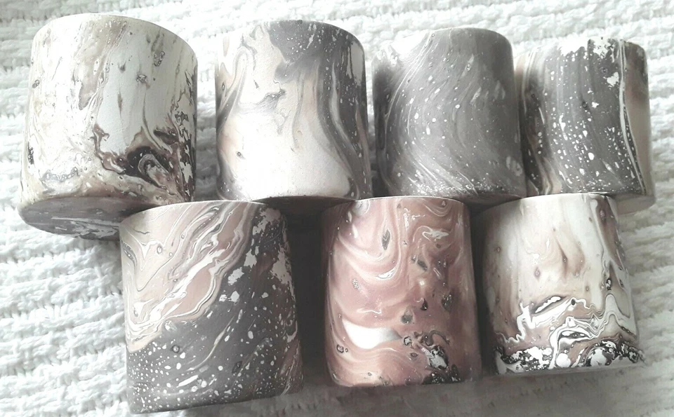 Lote de 7 Candelabros Imitación Mármol Acuarela Abstracto Remolino Estampado Resina Foto 1 de 4