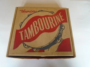 Vintage Boxed Tambourine Werco #124 10" Solid Wood Rim Chicago Illinois usa - Picture 1 of 12