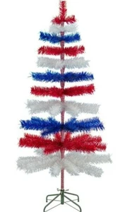 4th of July Tinsel Trees Classic Tinsel Feather Tree Red, White, & Blue 5FT - Picture 1 of 6