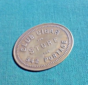 1920er Club Cigar Store 542 Portage Messing Handelsmedaille 1 $ Kalamazoo Michigan MI - Bild 1 von 3