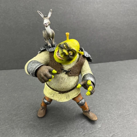 Vintage Shrek Action Figure Dragon Battlin and Miniature Donkey Figure 2001 Cover