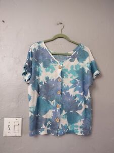 Cynthia Rowley blouse 100%Linen ,size M good condition .open with buttons behind