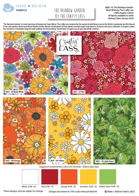 The Rainbow Garden The Crafty Lass 100% Cotton 45x55cm Wide 5Pcs Fat Quarter - Image 1 of 2