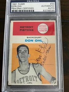 don ohl signed 1961-62 fleer rookie card PSA certified slabbed - Picture 1 of 1