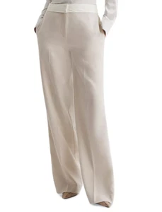 Reiss women's Maya Neutral Beige wide leg Trousers Pants - size 6 - Picture 1 of 7