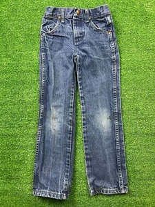 Wrangler Boys Cowboy Denim Blue Jeans Size 7 Slim Adjustable Waist 13MWZJP - Picture 1 of 15