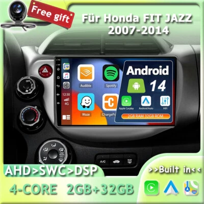 IPS CarPlay Autoradio Android 14.0 Für Honda FIT JAZZ 2007-2014 DSP GPS AUX 32GB - Bild 1 von 4