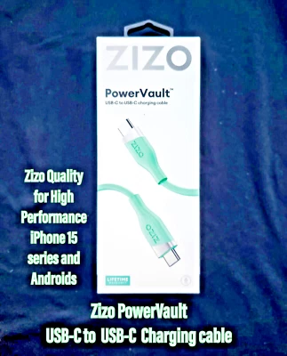ZIZO POWERVAULT CABLE USB-C TO USB-C FAST CHARGING CABLE 6FT LIME #METRO33027 - Image 1 of 4