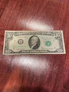 1969 $10 Dollar Federal Reserve Note SN B62369287A G11 - Picture 1 of 4