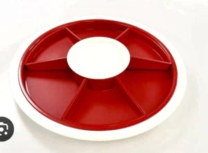 TUPPERWARE Serving Center Set Red White Gourmet Round Preludio NEW - Picture 1 of 7