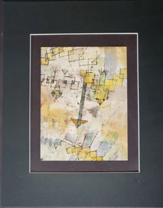 Paul Klee "Birds Swooping Down and Arrows" (Detail) Matted Offset Print 1988 - Picture 1 of 3